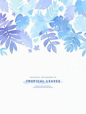 PSD 잎 일러스트 수채화 사람없음 파란색 카피스페이스 보테니컬아트 국내일러스트 식물 컬러 공백 파일형식