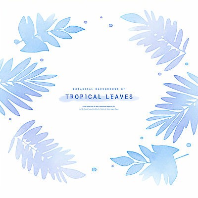 PSD 잎 일러스트 수채화 프레임 사람없음 파란색 카피스페이스 보테니컬아트 국내일러스트 식물 컬러 공백 파일형식