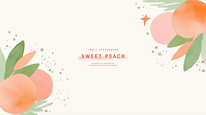 PSD 분홍색 잎 일러스트 수채화 프레임 사람없음 반짝임 달콤 복숭아 카피스페이스 국내일러스트 식물 컬러 과일 모션 공백 맛 파일형식