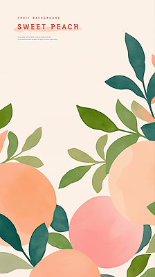 PSD 분홍색 백그라운드 잎 일러스트 수채화 사람없음 달콤 복숭아 국내일러스트 식물 컬러 과일 맛 파일형식