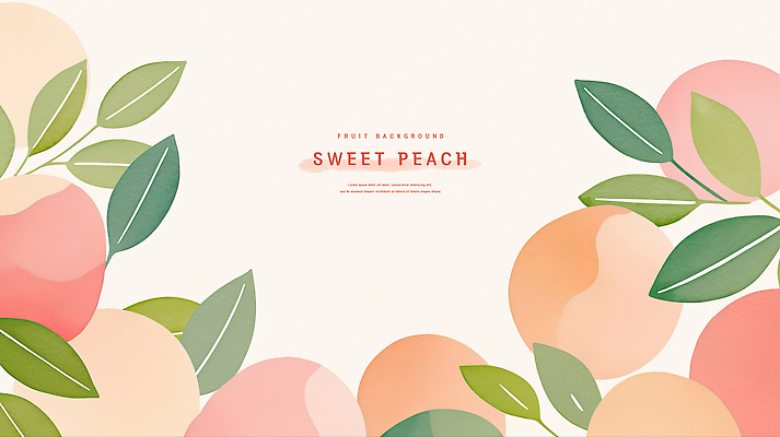 PSD 분홍색 백그라운드 잎 일러스트 수채화 프레임 사람없음 달콤 복숭아 카피스페이스 국내일러스트 식물 컬러 과일 공백 맛 파일형식