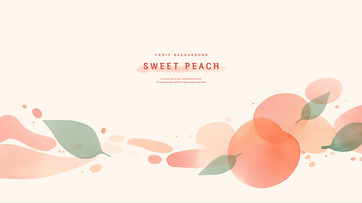 PSD 분홍색 백그라운드 잎 일러스트 수채화 사람없음 달콤 복숭아 카피스페이스 국내일러스트 식물 컬러 과일 공백 맛 파일형식
