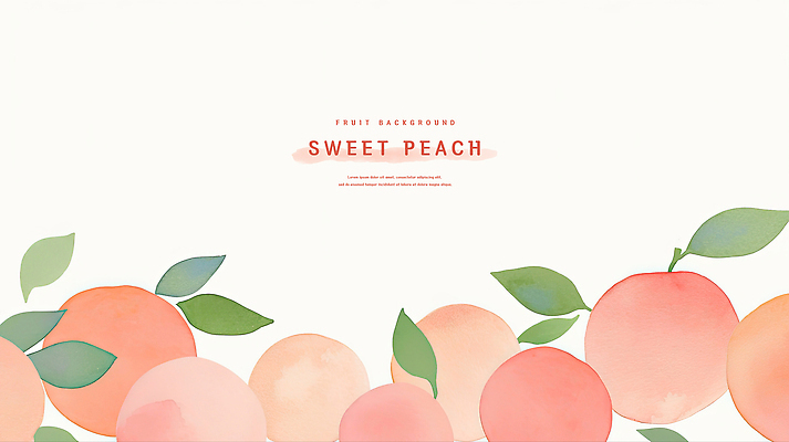 PSD 분홍색 백그라운드 잎 일러스트 수채화 사람없음 달콤 복숭아 카피스페이스 국내일러스트 식물 컬러 과일 공백 맛 파일형식