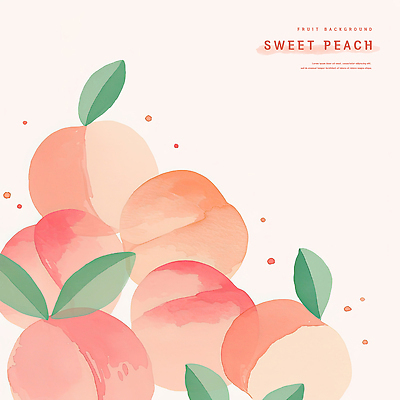 PSD 분홍색 백그라운드 잎 일러스트 수채화 사람없음 달콤 복숭아 국내일러스트 식물 컬러 과일 맛 파일형식