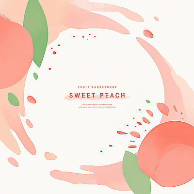 PSD 분홍색 잎 일러스트 수채화 프레임 사람없음 달콤 복숭아 과즙 카피스페이스 국내일러스트 식물 컬러 과일 공백 맛 파일형식