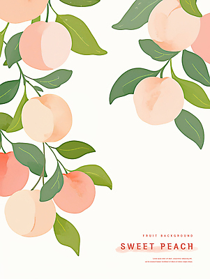 PSD 분홍색 백그라운드 잎 일러스트 수채화 사람없음 달콤 복숭아 국내일러스트 식물 컬러 과일 맛 파일형식