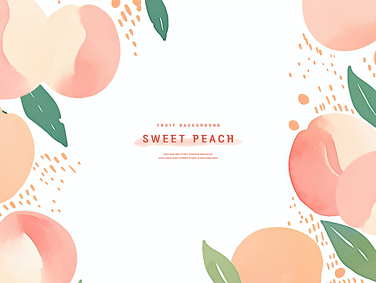 PSD 분홍색 잎 일러스트 수채화 프레임 사람없음 달콤 복숭아 카피스페이스 국내일러스트 식물 컬러 과일 공백 맛 파일형식