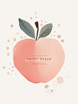 PSD 분홍색 백그라운드 잎 일러스트 수채화 사람없음 달콤 복숭아 국내일러스트 식물 컬러 과일 맛 파일형식