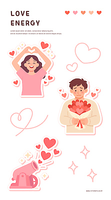 여자 남자 행복 분홍색 꽃다발 일러스트 사랑 미소 들기 상반신 두명 반짝임 에너지 하트 수줍음 대포 손하트 국내일러스트 AI파일 모양 꽃 감정 무기 컬러 모션 표정 사람 손짓 파일형식 벡터