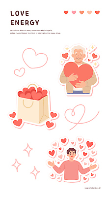 할아버지 남자 분홍색 일러스트 사랑 미소 들기 상반신 두명 반짝임 쇼핑백 손들기 에너지 하트 국내일러스트 AI파일 모양 노년 감정 컬러 가방 모션 표정 사람 파일형식 벡터