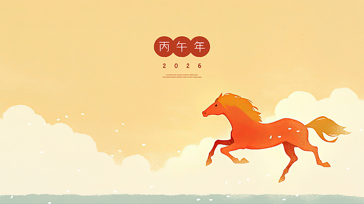 PSD 구름 일러스트 하늘 수채화 사람없음 달리기 한자 베이지색 국내일러스트 병오년 붉은말 자연요소 문자 컬러 모션 말_동물 파일형식 2026년