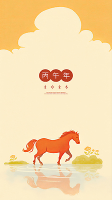 PSD 구름 꽃 일러스트 수채화 사람없음 반사 걷기 한자 풀 수면 국내일러스트 병오년 붉은말 자연요소 식물 문자 모션 물 말_동물 파일형식 2026년