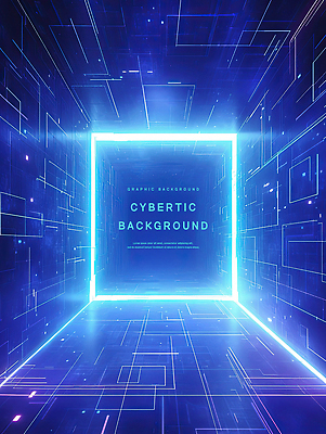 PSD 백그라운드 일러스트 사람없음 그래픽 파란색 빛 디지털 사각형 터널 회로판 사이버 직선 네온 국내일러스트 도형 길 선 컬러 파일형식
