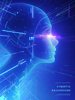 PSD 얼굴 백그라운드 일러스트 미래 사람모양 그래픽 파란색 빛 디지털 과학기술 회로판 사이버 직선 네온 AI_인공지능 국내일러스트 모양 선 컬러 컨셉 기술 신체부위 파일형식