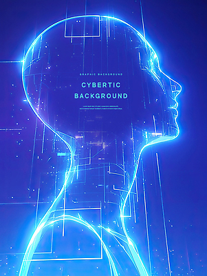 PSD 얼굴 백그라운드 일러스트 미래 사람모양 그래픽 파란색 빛 디지털 과학기술 회로판 사이버 네온 국내일러스트 모양 컬러 컨셉 기술 신체부위 파일형식