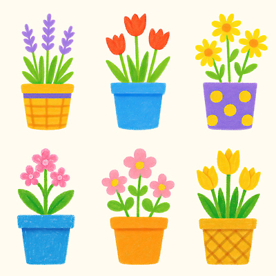 PSD 화분 스티커 잎 일러스트 사람없음 세트 컬러풀 튤립 오브젝트 그림 라벤더 국내일러스트 식물 꽃 컬러 허브 파일형식