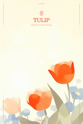 PSD 백그라운드 일러스트 자연 수채화 사람없음 봄 튤립 화사함 국내일러스트 계절 꽃 컨셉 생태계 파일형식