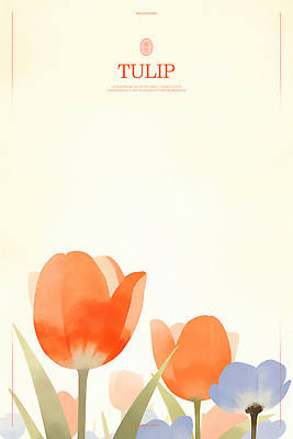 PSD 백그라운드 일러스트 수채화 사람없음 튤립 화사함 국내일러스트 꽃 컨셉 파일형식