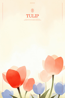 PSD 백그라운드 일러스트 자연 수채화 사람없음 봄 튤립 국내일러스트 계절 꽃 생태계 파일형식