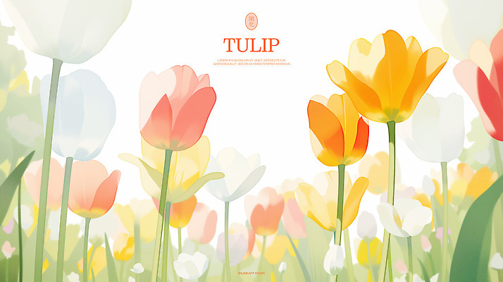 PSD 백그라운드 꽃밭 일러스트 자연 수채화 사람없음 정원 봄 튤립 만개 국내일러스트 계절 꽃 생태계 파일형식