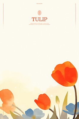 PSD 백그라운드 일러스트 자연 수채화 사람없음 정원 봄 튤립 화사함 국내일러스트 계절 꽃 컨셉 생태계 파일형식