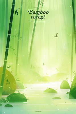 PSD 일러스트 자연 조류 수채화 사람없음 초록색 강 숲속 대나무숲 국내일러스트 동물 컬러 숲 대나무 생태계 파일형식