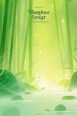 PSD 일러스트 자연 수채화 사람없음 강 고요 돌_바위 대나무숲 국내일러스트 숲 대나무 생태계 파일형식