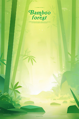 PSD 일러스트 자연 수채화 사람없음 초록색 강 햇빛 평화 돌_바위 숲속 대나무숲 국내일러스트 컬러 컨셉 태양 숲 대나무 생태계 파일형식