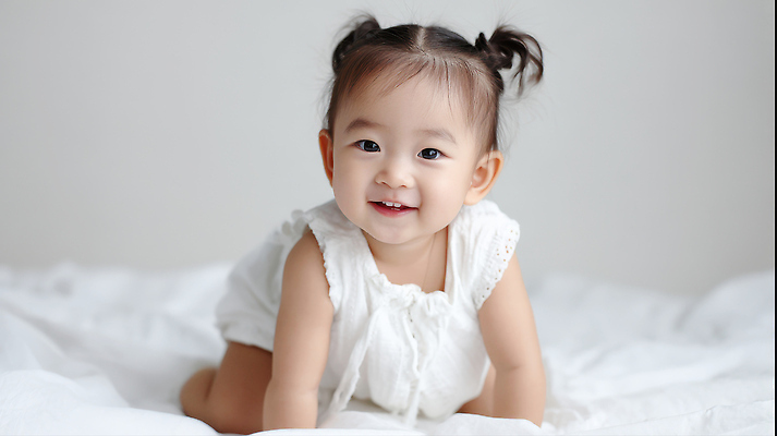 JPG 편집이미지 여자 엎드리기 한명 웃음 귀여움 이불 흰색 침대 아기 포근함 편안함 순수 유아복 기어가기 놀기 천진난만 의료성형뷰티 여자아기한명만 편집실사 AI인물포토 AI콘텐츠 1 옷 컬러 가구 컨셉 침구 모션 표정 사람 아기용품 감각 CG 여자한명만 여자아기만 파일형식 AI포토