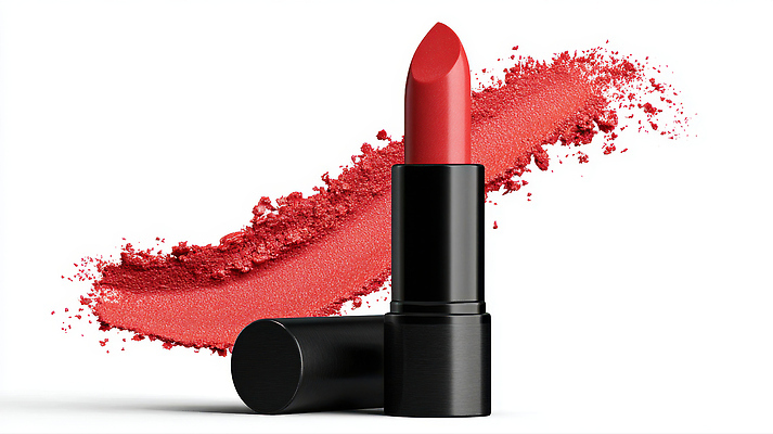 JPG 편집이미지 자국 사람없음 빨간색 화장 립스틱 화려 고급 바르기 광택 립메이크업 편집실사 AI컴퓨터그래픽 AI콘텐츠 컬러 컨셉 모션 뷰티 화장품 CG 파일형식