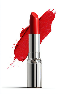 JPG 편집이미지 자국 사람없음 빨간색 화장 립스틱 화려 고급 상품 바르기 광택 스킨케어 편집실사 AI컴퓨터그래픽 AI콘텐츠 컬러 컨셉 모션 뷰티 화장품 CG 파일형식