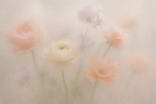 JPG 백그라운드 일러스트 자연 사람없음 장미 표현 부드러움 감성 조화 뿌연 국내일러스트 AI일러스트 AI콘텐츠 꽃 컨셉 감각 생태계 파일형식