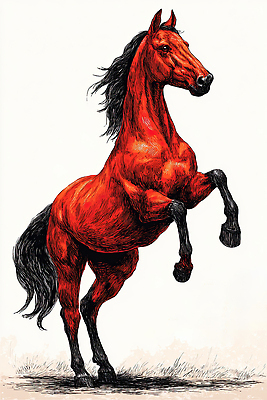 JPG 예술 상징 일러스트 바람 사람없음 빨간색 표현 우아함 그림 질감 역동적 말띠 강렬 생동감 2026년 국내일러스트 병오년 붉은말 AI일러스트 AI콘텐츠 자연요소 컬러 컨셉 날씨 십이지신 말_동물 연도 파일형식