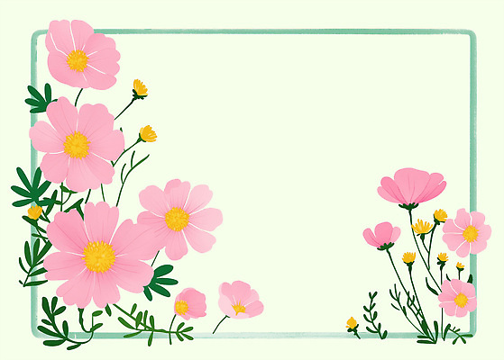 PSD 화초 예술 분홍색 백그라운드 꽃무늬 일러스트 자연 사람없음 연두색 정원 코스모스 화사함 국내일러스트 식물 꽃 컬러 컨셉 무늬 초록색 생태계 파일형식