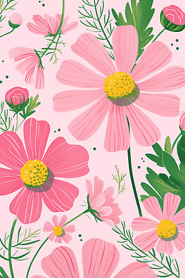 PSD 예술 분홍색 백그라운드 꽃무늬 패턴 일러스트 자연 사람없음 코스모스 이미지 화사함 국내일러스트 꽃 컬러 컨셉 무늬 생태계 파일형식