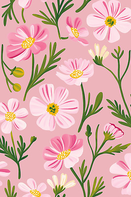 PSD 예술 분홍색 백그라운드 잎 꽃무늬 패턴 일러스트 자연 사람없음 코스모스 화사함 국내일러스트 식물 꽃 컬러 컨셉 무늬 생태계 파일형식