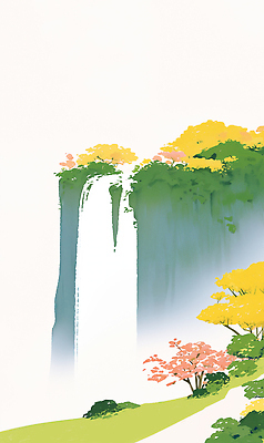 JPG 꽃 길 일러스트 자연 단풍나무 산 물줄기 사람없음 초록색 관광지 평화 가을풍경 고요 폭포 흐름 시원함 암벽 수목 국내일러스트 AI일러스트 AI콘텐츠 나무 식물 컬러 여행 컨셉 단풍 풍경 물 생태계 파일형식 가을_계절