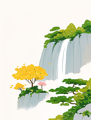 JPG 일러스트 자연 단풍나무 산 물줄기 풍경 사람없음 여름 평화 가을풍경 고요 폭포 흐름 바위 시원함 암벽 국내일러스트 AI일러스트 AI콘텐츠 나무 계절 컨셉 단풍 물 돌_바위 생태계 파일형식 가을_계절