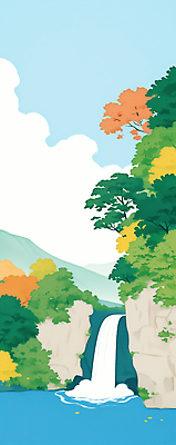 JPG 구름 일러스트 자연 하늘 단풍나무 산 물줄기 풍경 사람없음 초록색 여름 평화 환경 가을풍경 고요 폭포 흐름 시원함 수목 국내일러스트 AI일러스트 AI콘텐츠 자연요소 나무 계절 컬러 컨셉 단풍 물 생태계 파일형식 가을_계절