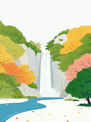 JPG 일러스트 자연 단풍나무 산 물줄기 풍경 사람없음 평화 환경 가을풍경 고요 폭포 흐름 시원함 암벽 지역 국내일러스트 AI일러스트 AI콘텐츠 나무 컨셉 단풍 물 생태계 파일형식 가을_계절