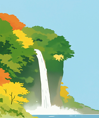 JPG 일러스트 자연 하늘 단풍나무 산 물줄기 풍경 사람없음 평화 가을풍경 고요 폭포 흐름 숲 시원함 국내일러스트 AI일러스트 AI콘텐츠 나무 컨셉 단풍 물 생태계 파일형식 가을_계절