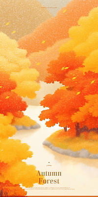 PSD 나무 낙엽 잎 일러스트 자연 사람없음 물 평화 가을풍경 주황색 숲 조용 국내일러스트 자연요소 식물 컬러 컨셉 풍경 생태계 파일형식 가을_계절