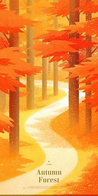 PSD 나무 길 여행 단풍 일러스트 자연 휴식 사람없음 가을풍경 주황색 고요 숲 힐링 국내일러스트 식물 컬러 컨셉 잎 풍경 생태계 파일형식 가을_계절