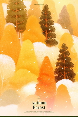 PSD 나무 단풍 일러스트 자연 산 따뜻함 사람없음 평화 가을풍경 주황색 고요 숲 국내일러스트 식물 컬러 컨셉 잎 풍경 생태계 파일형식 가을_계절