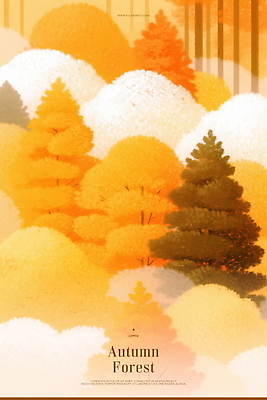 PSD 나무 여행 일러스트 자연 휴식 나뭇잎 사람없음 평화 가을풍경 주황색 숲 국내일러스트 식물 컬러 컨셉 잎 풍경 생태계 파일형식 가을_계절
