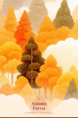 PSD 나무 구름 잎 일러스트 자연 사람없음 가을풍경 주황색 고요 숲 국내일러스트 자연요소 식물 컬러 풍경 생태계 파일형식 가을_계절