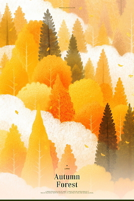 PSD 나무 잎 일러스트 자연 따뜻함 사람없음 평화 가을풍경 주황색 숲 국내일러스트 식물 컬러 컨셉 풍경 생태계 파일형식 가을_계절