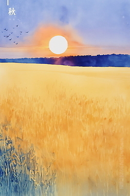 PSD 구름 일러스트 자연 조류 하늘 바람 수채화 곡류 초원 사람없음 태양 평화 가을풍경 고요 일몰 저녁 국내일러스트 자연요소 동물 컨셉 날씨 풍경 노을 야간 생태계 파일형식 가을_계절