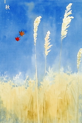 PSD 단풍 일러스트 자연 하늘 바람 수채화 초원 사람없음 햇빛 가을풍경 국내일러스트 자연요소 잎 날씨 풍경 태양 생태계 파일형식 가을_계절