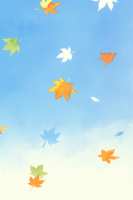 JPG 하늘색 단풍 일러스트 하늘 바람 수채화 사람없음 고요 가을 떨어짐 국내일러스트 AI일러스트 AI콘텐츠 자연요소 계절 컨셉 잎 날씨 파란색 파일형식